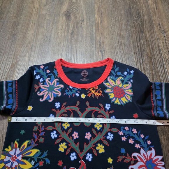 Tory Burch XXS Navy Floral Heart Print T-Shirt Dress 100% Pima Cotton - Picture 9 of 15